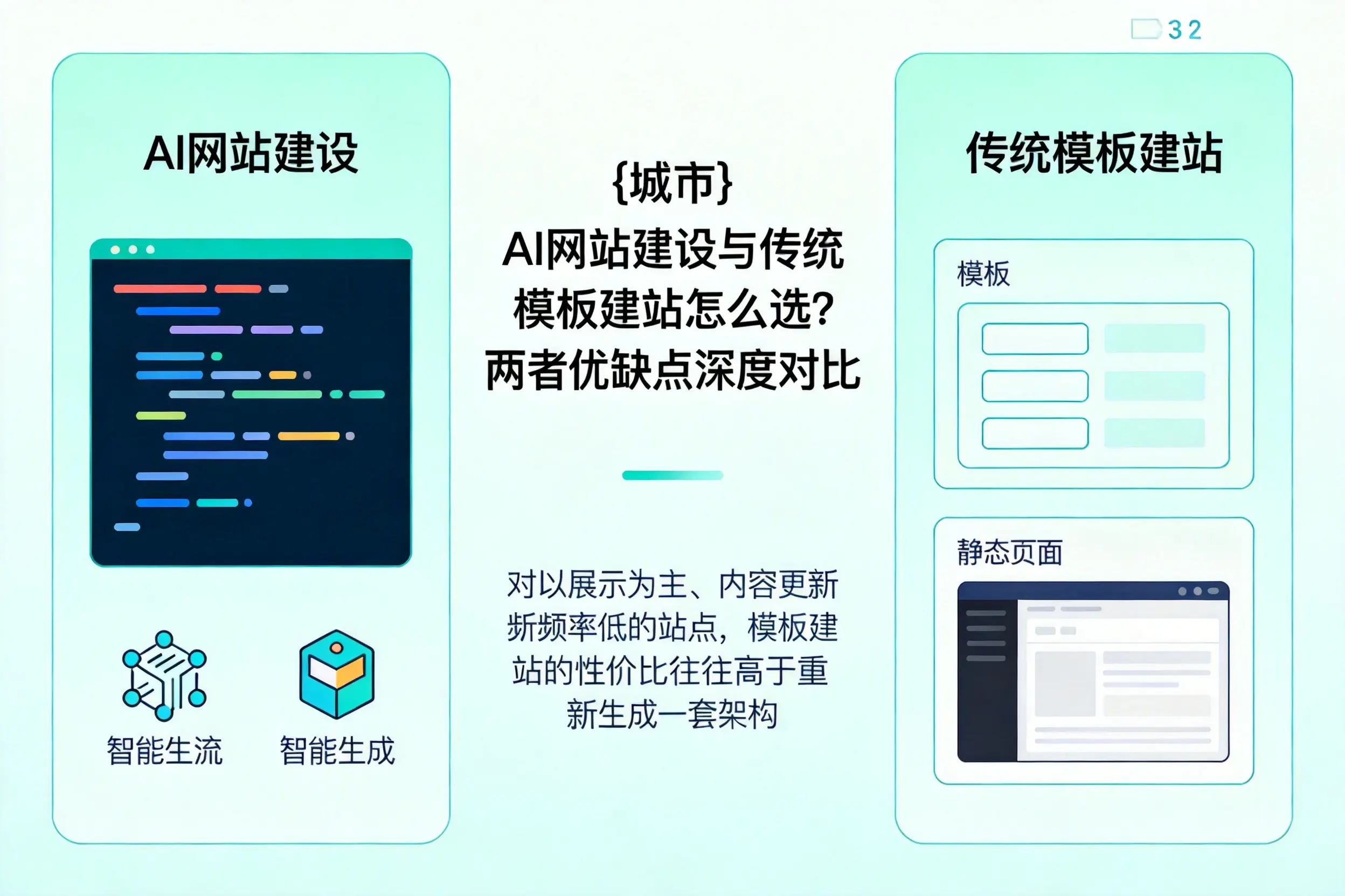 海北AI网站建设与传统模板建站怎么选？两者优缺点深度对比