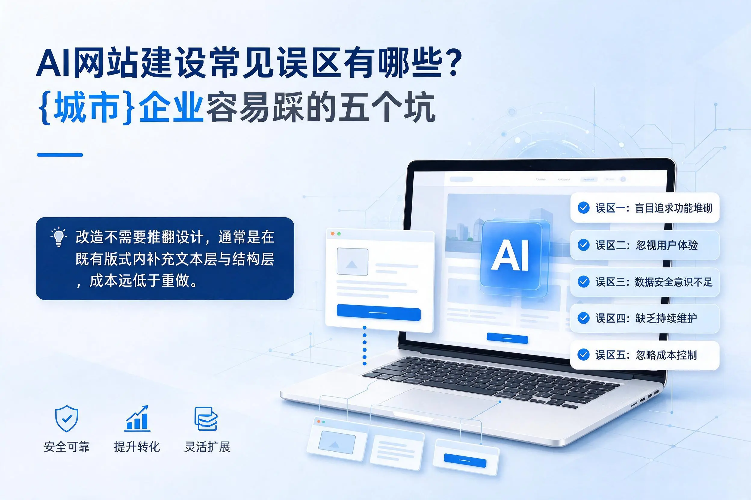 AI网站建设常见误区有哪些?海北企业容易踩的五个坑